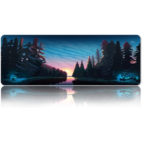 Mouse Pad Forest Anime, River Sunset Office Desk Pad, Non-Slip Rubber Mousepad Protector, Laptop Computer Gaming Desk Mat XL, Waterproof Mouse Mat for Home, Blue Gray 31.5'''' x 11.8'''' BDZZSE30