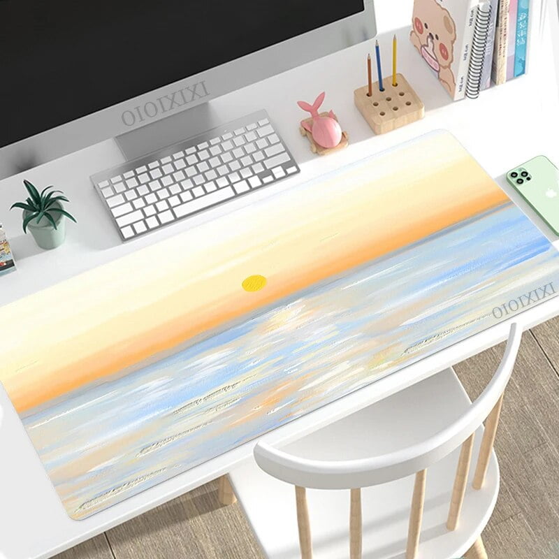 Mouse Pad Gamer Cute Aesthetic Kawaii Oil Paintinghd Computer Large 