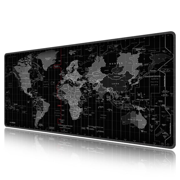 Mouse Pad Gaming - Desk Mat for Keyboard and Mouse - Black World Map Large Mouse Pads for Desk, Gaming Mousepad with Non-Slip Base, Desks Pad (35.4" X 15.7") for Game, Office and Home