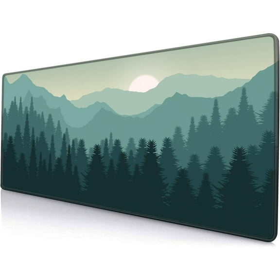 Mouse Pad Gaming, Large Mouse Pads for Desk, Keyboard Mouse Mat Desk Pad, Non-Slip Rubber Base with Stitched Edges Mousepad, 31.5x11.8 inch Abstract Landscape Mountain