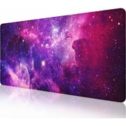Mouse Pad Gaming, Large Mouse Pads for Desk, Keyboard Mouse Mat Desk Pad, Non-Slip Rubber Base with Stitched Edges Mousepad, 31.5x11.8in Purple Space Galaxy