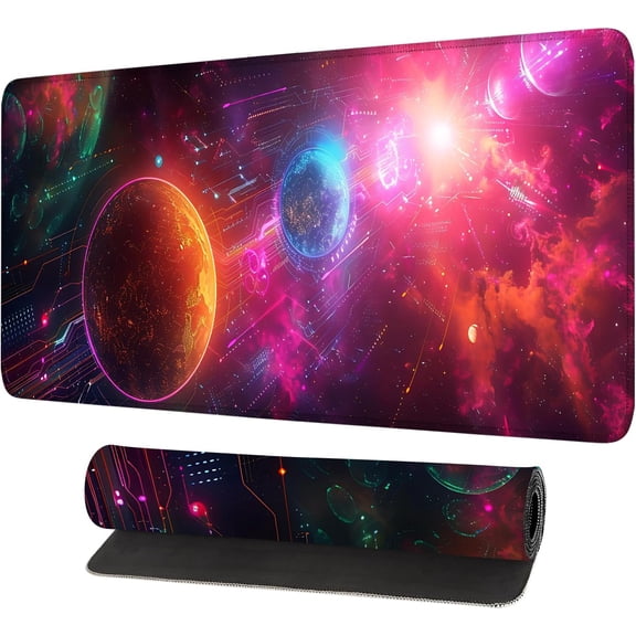 Mouse Pad Gaming Mousepad 31.5 x 11.8in Large Mouse Pad for Keyboard and Mouse with Anti-Slip Rubber Base, Keyboard Pad Mouse Mat for Home Office,Galaxy and Planets
