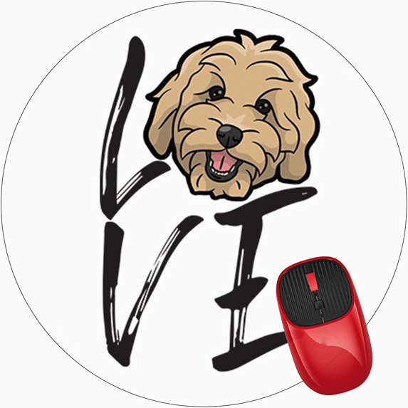 Mouse Pad Goldendoodle Love Doodle Dog, Premium-Textured Mouse Mat with Non-Slip Rubber Base, Cute Round Mousepad for Laptop Computer Office Desk Accessories,7.9 inch