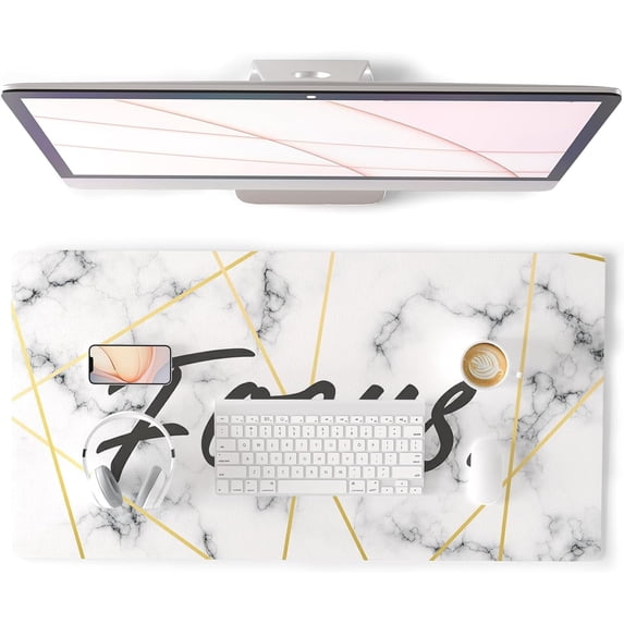 Mouse Pad, Large Desk Pads On Top of Desks, PU Leather Waterproof Mousepad, Cute Computer PC Laptop Writing Pads Accessories for School Office Home 31.5" x 15.7" - Marble Print