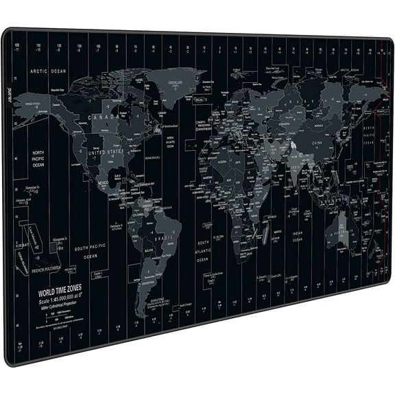 Mouse Pad Large Gaming Desk Mat Extended Mousepad with Personalized Design Keyboard Pad for Laptop, Computer and PC - 35.4 x 15.7 inches Black World Map