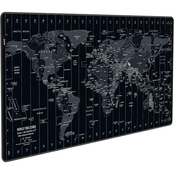 Mouse Pad Large Gaming Desk Mat Extended Mousepad with Personalized Design Keyboard Pad for Laptop, Computer and PC - 35.4 x 15.7 inches Black World Map