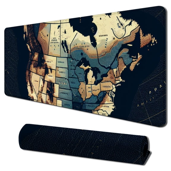 Mouse Pad Large Gaming Desk Mat Extended Mousepad with Keyboard Pad for Laptop, Computer and PC Black World Map