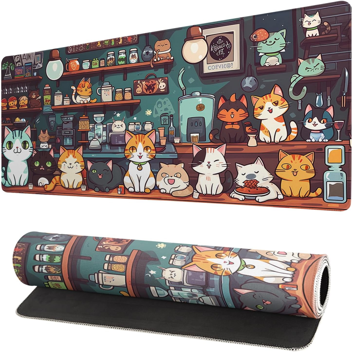 Mouse Pad, Large Japanese Desk Mat, XL Anime Gaming Keyboard Mat, Non-Slip Rubber Base, Big Extended Desk Protector for Home Office, 31.5”x11.8”