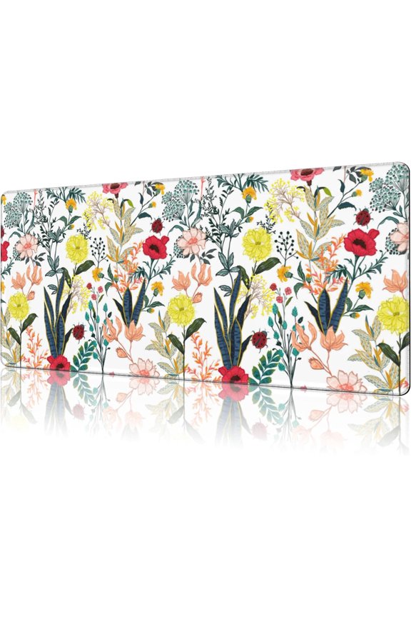 Mouse Pad Large Summer Flower Non-Slip Gaming Desk Mat with Stitched Edge Laptop Keyboard Desk Pad for Work Home Gaming (35.4 x 15.7 Inches)