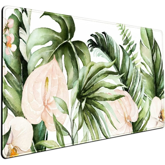 Mouse Pad Large Vine Plant Palm Tree Desk Mat Protector Computer Office Keyboard Desktop Pc Setup Organizers Home Table Gaming Decor Big Mouse Pad Mat 31.5x15.7 in-with Stitched Eges Non-Slip Base