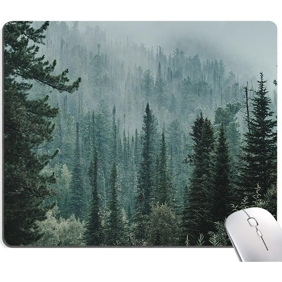 Mouse Pad, Mist Forest Mouse Pad, Washable Square Cloth Mousepad for Gaming Office Laptop, Non-Slip Rubber Computer Mouse Pads for Wireless Mouse, Cute Mouse Pads for Desk, Natural Landscape