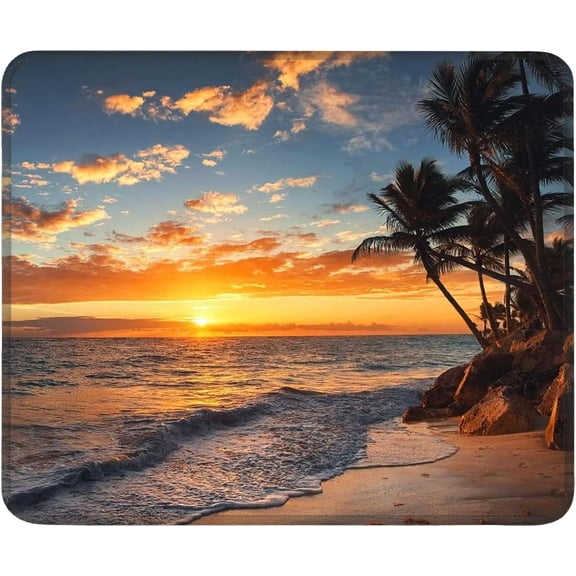 Mouse Pad Non-Slip Rubber Base Computer Mousepad, Beach Sunset Customized Square Mouse Pads for Laptop Office Home & Gaming, Superb Tracking Accuracy and Smooth Surface