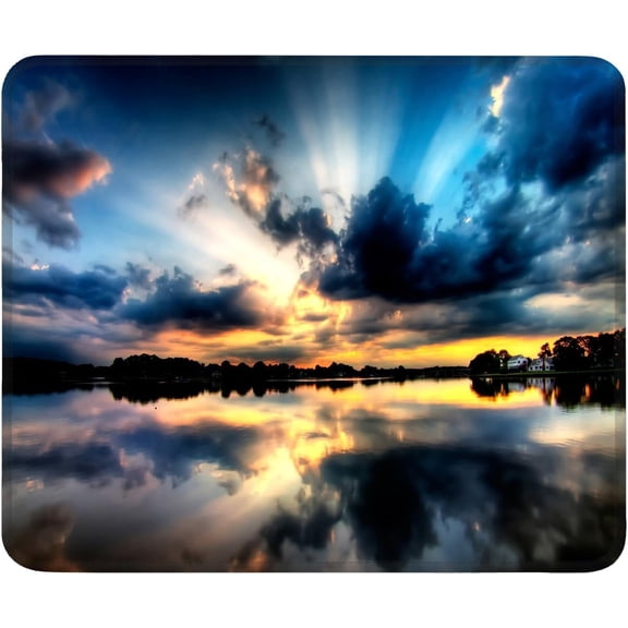 Mouse Pad Non-Slip Rubber Base Computer Mousepad, Lake Twilight Customized Square Mouse Pads for Laptop Office Home & Gaming, Superb Tracking Accuracy and Smooth Surface