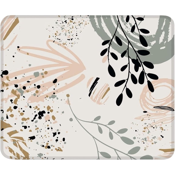 Mouse Pad Non-Slip Rubber Base Computer Mousepad, Modern Abstract Art Boho Leaves Customized Square Mouse Pads for Laptop Office Home & Gaming, Superb Tracking Accuracy and Smooth Surface