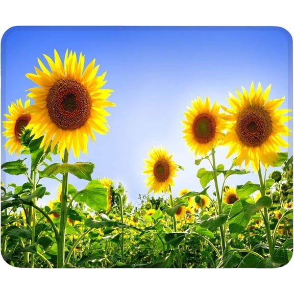 Mouse Pad Non-Slip Rubber Base Computer Mousepad, Sunny Sunflower Customized Square Mouse Pads for Laptop Office Home & Gaming, Superb Tracking Accuracy and Smooth Surface