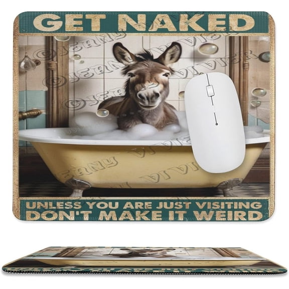 Mouse Pad, Non-Slip Rubber Base Mouse pad with Stitched Edge,Donkey Get Naked Unless You are Just Visiting Don't Make It Weird Mouse Pad for Home, Office and Gaming Desk 10"x12"