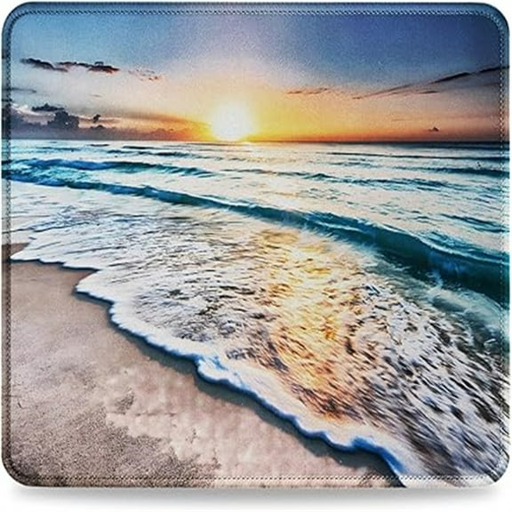 Mouse Pad with Non-Slip Rubber Base, Premium-Textured & Washable Computer Mousepad with Stitched Edges, Mouse Pads for Computers, Laptop, Gaming, Office & Home, 10.2 x 8.3 in Beach