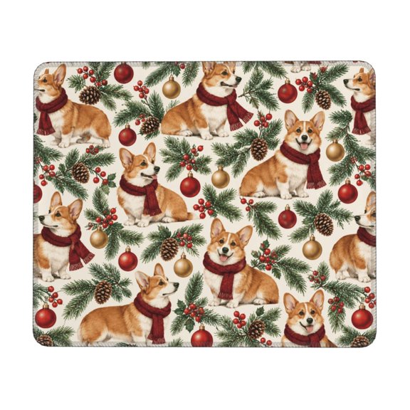 Mouse Pad Non-Slip Rubber Gaming Mousepad Rectangle for Computers Laptop 7 x 8.6 in,Festive Corgi Christmas Pattern