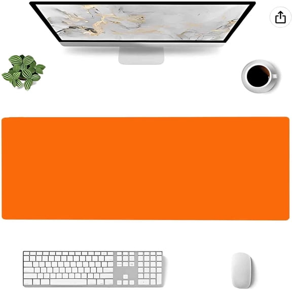 Mouse Pad Orange, Large Office Decor Desk Mat, Non-Slip Rubber Desk Pad Protector, Laptop Computer Gaming Mouse Pad XL, Waterproof Solid Mouse Mat for Home, 31.5'''' x 11.8''''