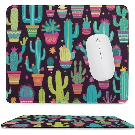 Mouse Pad, Personalized Premium-Textured Custom Mouse Mat Design, Washable Mousepad, Non-Slip Rubber Base Computer Mouse Pads for Wireless Mouse,Boho Cactus 9.8"x11.8"