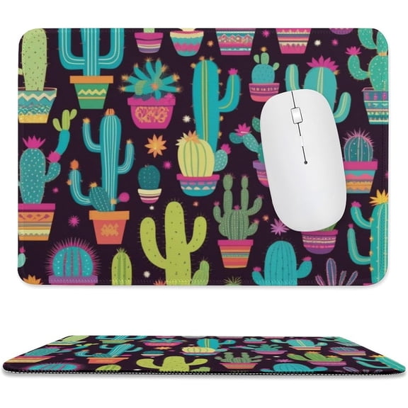 Mouse Pad, Personalized Premium-Textured Custom Mouse Mat Design, Washable Mousepad, Non-Slip Rubber Base Computer Mouse Pads for Wireless Mouse,Boho Cactus 7.9"x9.8"