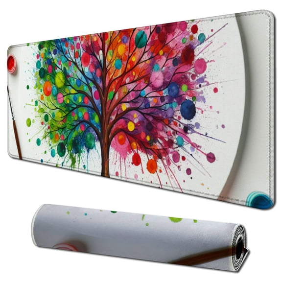 Mouse Pad, Personalized Round Mousepad, Small Mouse Mat with Designs, Customized Mouse Pad for Women Girls Office Dorm Computer Laptop Travel, (Tree of Life Colorful)