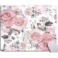 thumbnail image 1 of Mouse Pad, Pink Grey Flowers and Grey Leaves on Watercolor Floral Pattern Rose Mouse Pad, Mouse Mat Square Mouse Pad Non Slip Rubber Base MousePads for Office Laptop, 9.5"x7.9"x0.12" Inch, 1 of 4