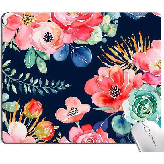 Mouse Pad, Premium-Textured Mouse Mat, Non-Slip Rubber Base Mousepad for Laptop, Computer & PC,9.5×7.9 in,Pink Flower and Succulents