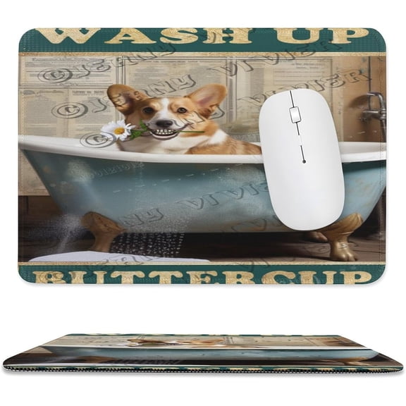 Mouse Pad, Premium-Textured Mouse Mat with Non-Slip Rubber Base,Corgi Wash Up Buttercup Mouse Pad for Laptop Computer Office Desk Accessories 8"x10"
