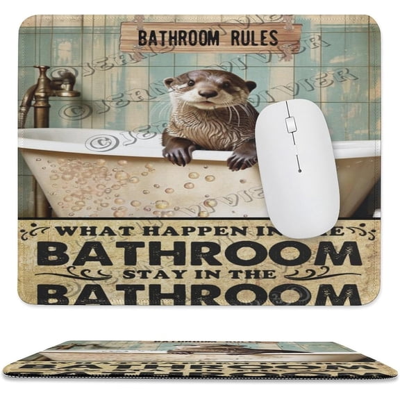 Mouse Pad, Premium-Textured Mouse Mat with Non-Slip Rubber Base,Otter Bathroom Rules Mouse Pad for Laptop Computer Office Desk Accessories 10"x12"