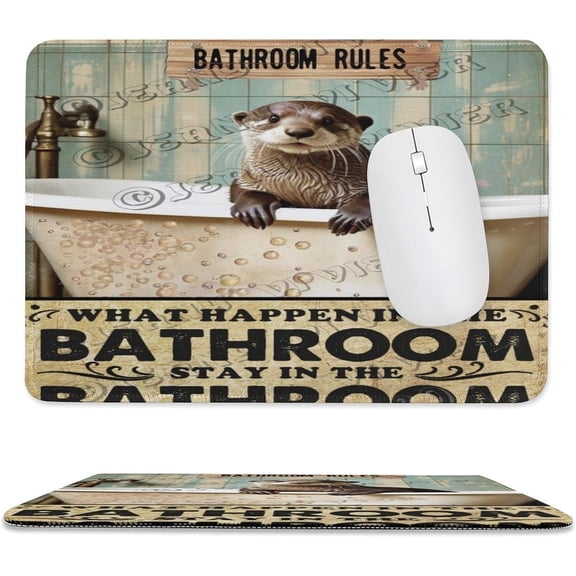 Mouse Pad, Premium-Textured Mouse Mat with Non-Slip Rubber Base,Otter Bathroom Rules Mouse Pad for Laptop Computer Office Desk Accessories 8"x10"