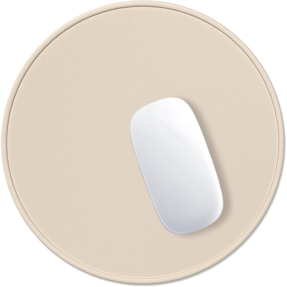Mouse Pad, Premium-Textured Small Round Mousepad 8.7 x 8.7 Inch Beige, Stitched Edge Anti-Slip Waterproof Rubber Pretty Cute Computer Mat for Office Home Gaming Laptop Men Women Kids