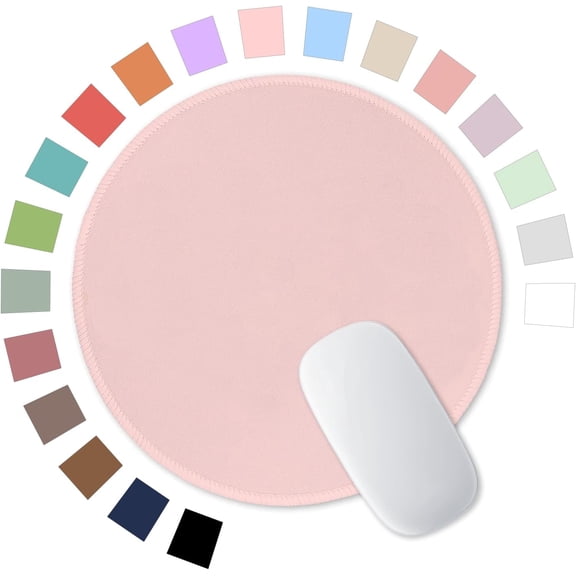 Mouse Pad, Premium-Textured Small Round Mousepad 8.7 x 8.7 Inch Pink, Stitched Edge Anti-Slip Waterproof Rubber Pretty Cute Computer Mat for Office Home Gaming Laptop Men Women Kids