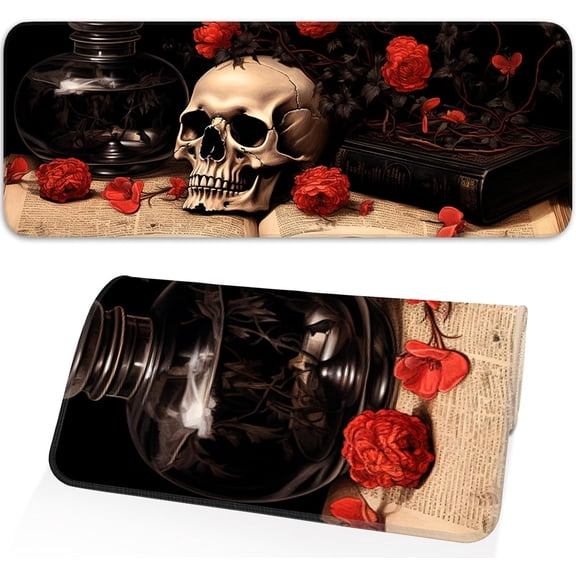 Mouse Pad, Premium Textured Waterproof Gaming Mouse Pad with Non-Slip Rubber Base, Large 31.5 x 11.8 Inch Desk Pad for Laptop, Office and Home (Floral)