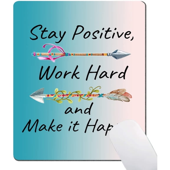 Mouse Pad, Rectangle Inspirational Quote Design Anti-Slip Rubber Mousepad for Gaming Office Laptop Computer PC Men Women Kids, Cute Pattern, Stay Positive Work Hard and Make It Happen Arrow