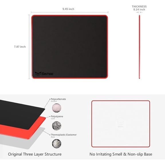 Mouse Pad, Resin Hard Surface Mouse Mat Polymer Silicone Bottom Gaming Mousepad No Smell Waterproof for Games, Office 24 x 20cm (9.5 x 7.8in)