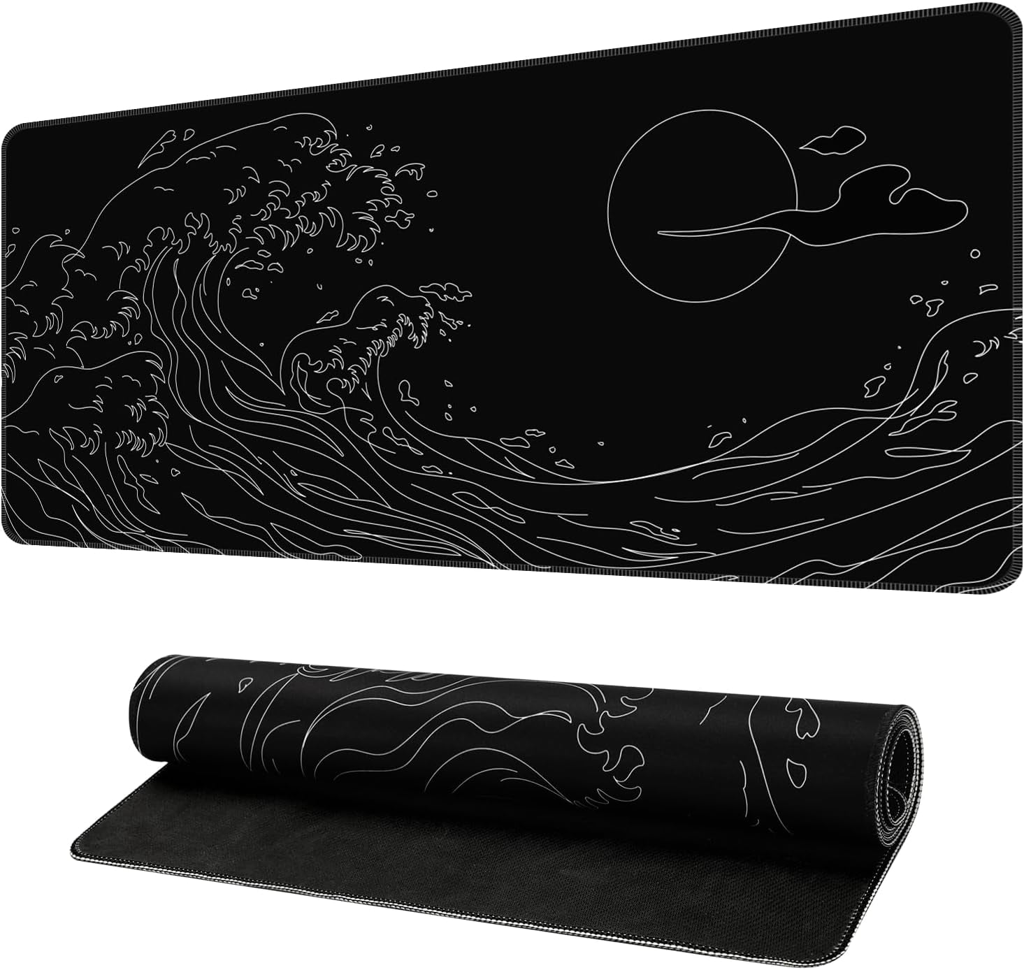 Mouse Pad, Sea Wave Gaming Mouse Pad, Non-Slip Mousepad, Extended Mouse Pad Gaming, Large Mouse Pad for Desk, Desk Pad for Laptop, Desk Mat for Office and Home (35.4'''' x 15.7'''')