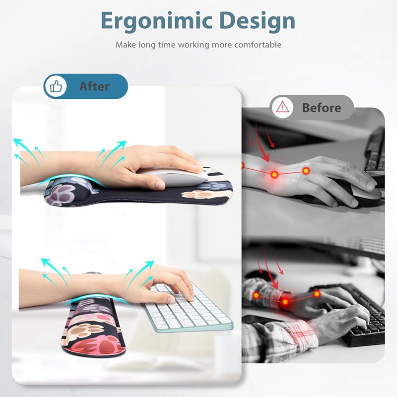 Mouse Pad Sets with Keyboard Wrist Rest Support, Memory Foam Keyboard Set Mousepad with Wrist Rest