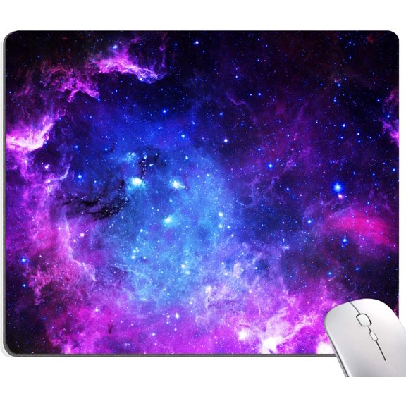 Mouse Pad, Square Anti-Slip Rubber Mousepad for Gaming Office Laptop Computer PC Men Women Kids, Cute Custom Pattern, Cool Galaxy Nebula
