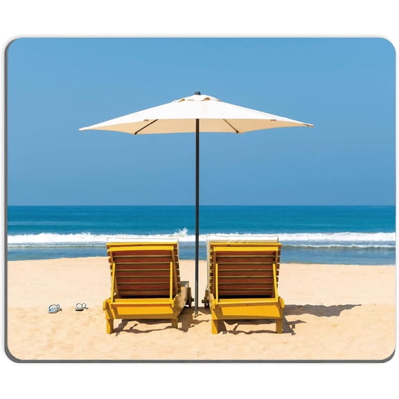 Mouse Pad, Square Mousepad, Personalized Premium-Textured, Non-Slip Rubber Base Mouse Mat, Waterproof Gaming Mouse Pad for Wireless Mouse, Computers, Laptop, Office, Home (Summer Beach)