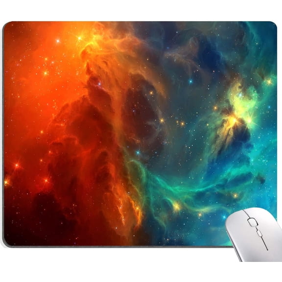 Mouse Pad, Square Personalized Computer Mouse Pads with Galaxy Design, Washable Mouse Mat with Lycra Cloth, Gaming Office Home Non-Slip Rubber Base Mousepad 9.5"x7.9"x0.12" Inch