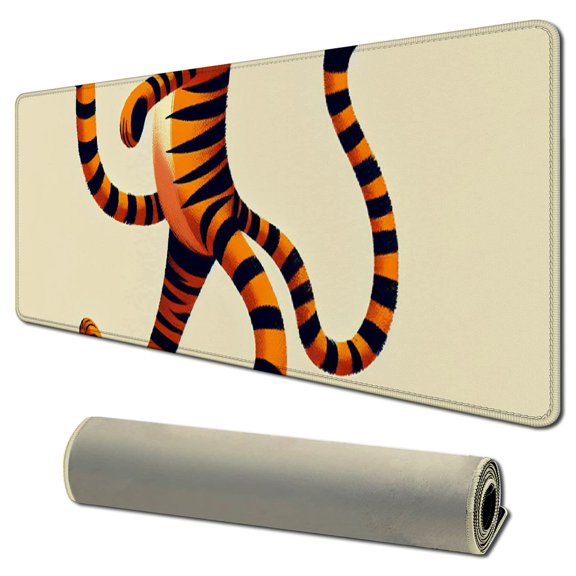 Mouse Pad Upside Down Tiger, Cartoon Animal Printed Pattern Mousepads, Mouse Mat with Precision Stitched Edge, Non-Slip Rubber Base Mousepad for Computers Laptop Gaming Office & Home
