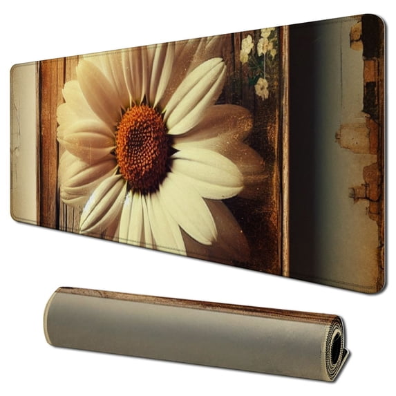 Mouse Pad, on Wooden Personality Design Mousepad Waterproof Anti-Slip Rubber Base Office Decor Mousepad for Women Men, Laptop, Computers, , Rustic White Flower