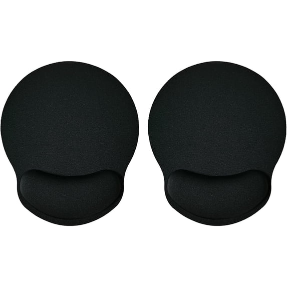 Mouse Pad with Wrist Support, Ergonomic Mouse Pad with Memory Foam Wrist Rest Cushion, Non-Slip Rubber Base Gaming Mice Pad for Home Office Computer Laptop, Black, 2 Pcs