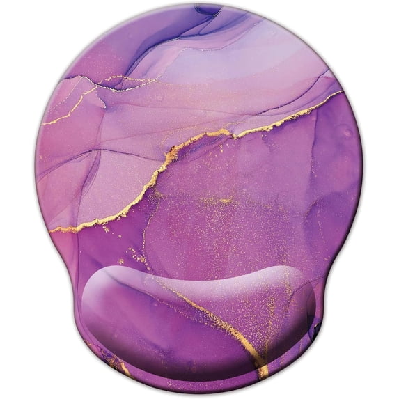 Mouse Pad with Wrist Support, Ergonomic Mouse Pad with Memory Foam Wrist Rest Cushion, Non-Slip Rubber Base Gaming Mice Pad for Home Office Computer Laptop, Purple Marble