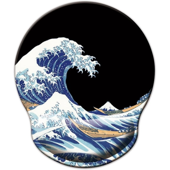 Mouse Pad with Wrist Support, Ergonomic Mouse Pad with Memory Foam Wrist Rest Cushion, Non-Slip Rubber Base Gaming Mice Pad for Home Office Computer Laptop, Sea Wave