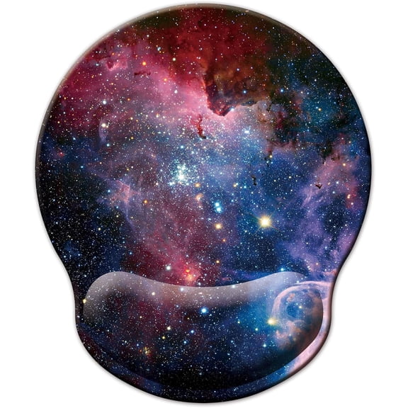 Mouse Pad with Wrist Support, Ergonomic Mouse Pad with Memory Foam Wrist Rest Cushion, Non-Slip Rubber Base Gaming Mice Pad for Home Office Computer Laptop, Starry Sky Colorful