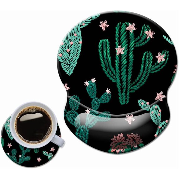Mouse Pad with Wrist Support, Non Slip Mousepad Wrist Rest for Office, Computer, Laptop & Mac- Durable & Comfortable & Lightweight Ergonomic Support Mouse Mat Cute Cactus
