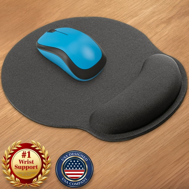 Mouse Pad w/ Wrist Rest Support (Black), Ergonomic Cushion w/ Memory