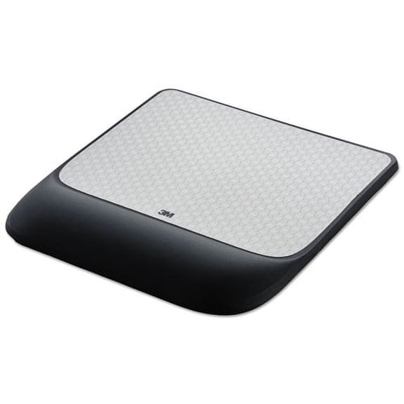 "Mouse Pad with Precise Mousing Surface and Gel Wrist Rest, 8.5 x 9, Gray/Black | Bundle of 2 Each"